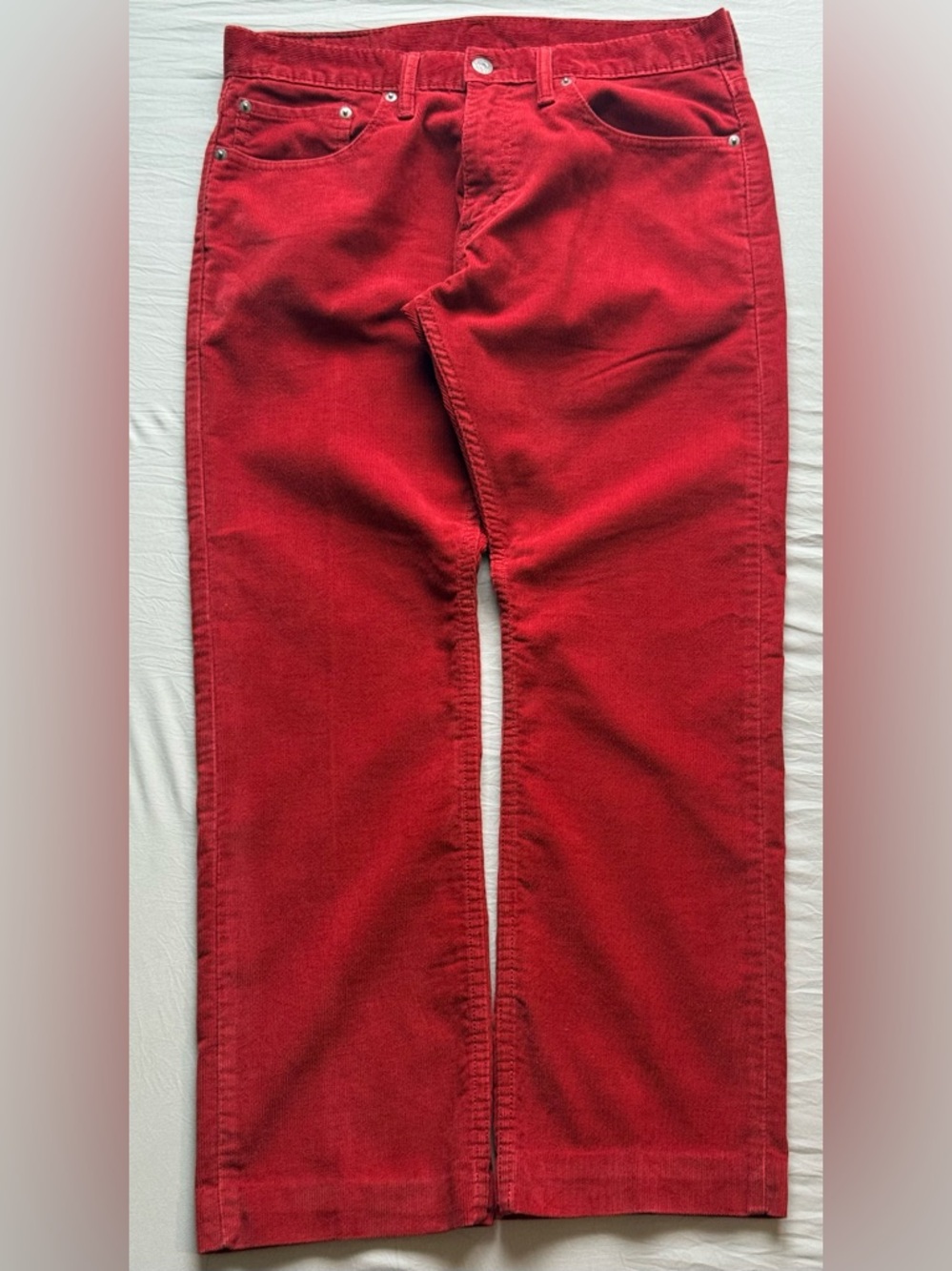 Levi's Straight Deep Red Corduroy Pants Black Batwing Tag White Tab